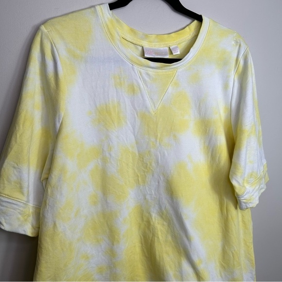 Belle yellow tie dye short sleeve womens blouse‎ size large - Picture 4 of 6